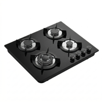 Table de cuisson à gaz Hob 2026 au design moderne, 4 brûleurs, panneau en verre, allumage électronique, classe A en termes d'efficacité énergétique, caractéristiques de sécurité domestique