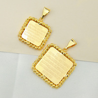 Derniers modèles de pendentifs géométriques ovales en forme de pièce de monnaie pour femmes de Dubaï, plaqués or 18 carats