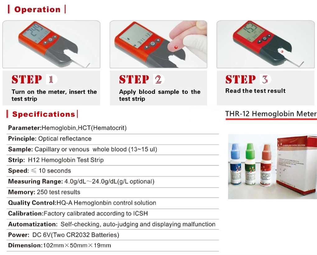 THR-12 Portable POCT Hemoglobin Analysis Hemoglobin Meter