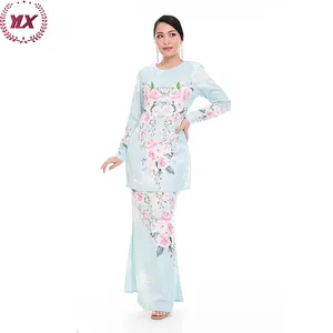 Hotsale 레이스 여자 이슬람 의류 민족 착용 소매 말레이시아 Baju Kurung 신부 긴 드레스