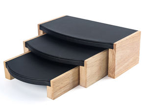 Exhibición de joyería de madera maciza de lujo personalizada, soporte de adornos, accesorios de exhibición de joyería de tres piezas - Product Image 3