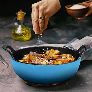 2024 Лидер продаж, Высококачественная чугунная посуда 3QT 24 см, эмалированная чугунная тарелка Balti, домашняя сковорода с двумя петлями - Product Image 4