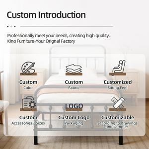 Lit en métal personnalisable <span class=keywords><strong>de</strong></span> style français, structure silencieuse <span class=keywords><strong>à</strong></span> mortaise et tenon, OEM ODM, pour hôtel, appartement, dortoir, chambre <span class=keywords><strong>à</strong></span> coucher - Product Image 5