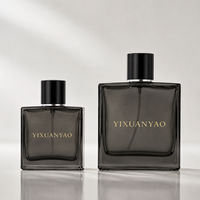 Flacons de parfum en verre noir de 50 ml et 100 ml, flacons de parfum carrés vides, flacon pulvérisateur de parfum personnalisé avec logo pour hommes