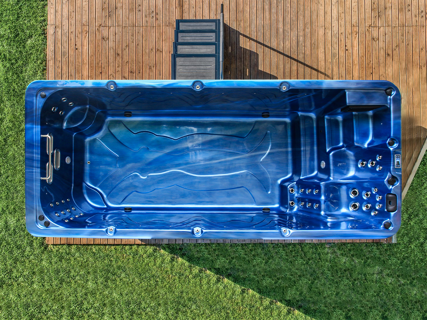 5.2 Meters Endless Swimming Pool Outdoor Swim Spa Hot Tub With 4 Seats