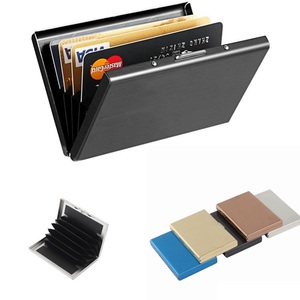 Porte-cartes de crédit et d'identité fin en acier inoxydable avec blocage RFID, personnalisable avec logo, vente en gros d'usine, promotionnel - Product Image 1