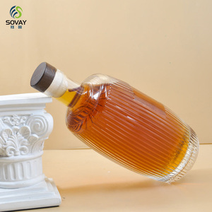 Bouteille de vin en bois de 500 ml (16 oz) avec bouchon en verre, bouteille de Baijiu à rayures verticales, pour <span class=keywords><strong>whisky</strong></span>, liqueur, vodka, tequila - Product Image 5