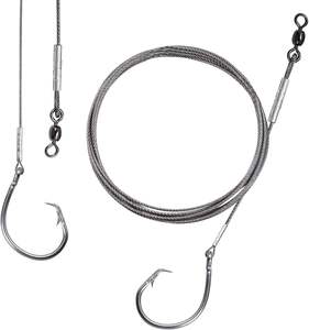 14/0 16/0 18/0 45 дюймов предварительно привязанный рыболовный крючок для акул, сверхпрочная проволока из нержавеющей стали и крючки для большой игры - Product Image 1