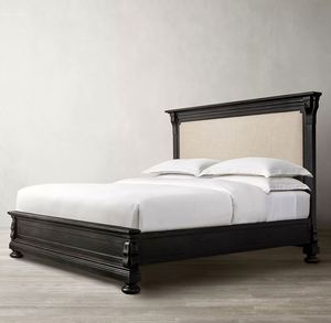 Cama Doble de Madera Maciza de 1.8m, Estilo Rústico Americano Retro, para Recámara Principal, con Cabecera Alta, Modelo Villa, Personalizable - Product Image 6