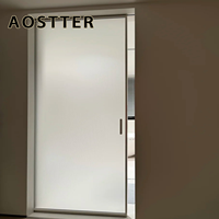 AOSTTER Elegant White Frame Fluted Glass Sliding Door with Obscure Privacy Protection Light Transmitting Divider Glass Partition
