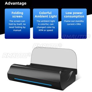 OBD2 HUD ไฟส่องสว่างรอบข้างแบบมีสีสัน ฟังก์ชั่นแจ้งเตือน เครื่องมือขับขี่ จอแสดงผลแบบพับได้ ฟังก์ชั่นแจ้งเตือน อุปกรณ์เสริมในรถยนต์ - Product Image 2