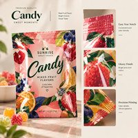 Sachets personnalisés imprimés à trois soudures pour bonbons, emballages de confiserie, sacs d'emballage de marque pour la vente au détail