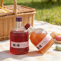 Direct Factory Clear Verticale Strepen 200ml 375ml 500ml Lege Fruitwijn Glazen Flessen Zeefdruk Aangepaste Logo Kleur Drank