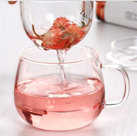 Tasse à thé en borosilicate de haute qualité 350 ml (12 oz) – Design élégant avec infuseur et couvercle, résistante à la chaleur, compatible lave-vaisselle, soufflée à la bouche, faite à la main
