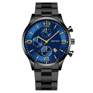 Orologio da uomo alla moda con <span class=keywords><strong>calendario</strong></span> digitale a tre quadranti, movimento al quarzo, cassa in lega e cinturino in vetro - Nuovo modello di successo per il commercio estero - Vendita all'ingrosso - Product Image 4