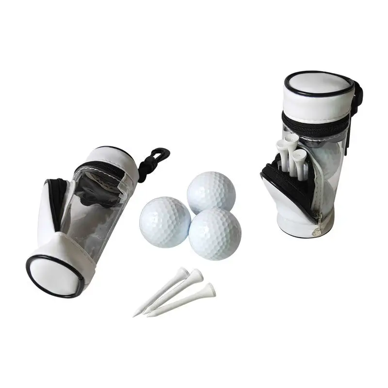 Perfect Gift Help Improve Game Course High Quality Pu Portable Small Golf Ball Bag for 3 Balls 3 Golf Tees