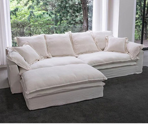Wabi-sabi vải sofa linen trắng xuống có thể được tháo rời và rửa sạch Kích thước căn hộ kết hợp phòng khách sofa - Product Image 5