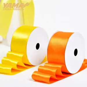 Yama Nhà Máy Bán Buôn 196 Màu Sắc 38Mm Chiều Rộng Polyester Ribbon Cam Vàng Món Quà Satin Ribbon