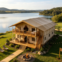 Tente de safari en toile imperméable à deux étages, structure de glamping pour resort