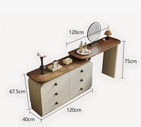 Table de maquillage extensible moderne assemblée, en contreplaqué, placage bois naturel, tiroirs, miroir LED, garantie 1 an