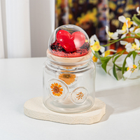 Bocal en verre à double usage avec couvercle en forme de globe de neige à sequins, pour bougies et fleurs séchées