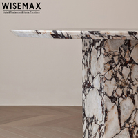 WISEMAX FURNITURE Großhändler Luxus-Esstisch aus Natur marmor Hochwertiger runder Tisch mit Sechseck fuß für das Esszimmer