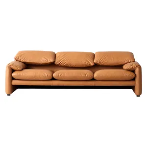 Kain Modern Mebel Sofa 3 Dudukan Set Gaya Italia Nordik Ruang Tamu Sofa Maralunga Desain Sandaran Yang Dapat Disesuaikan