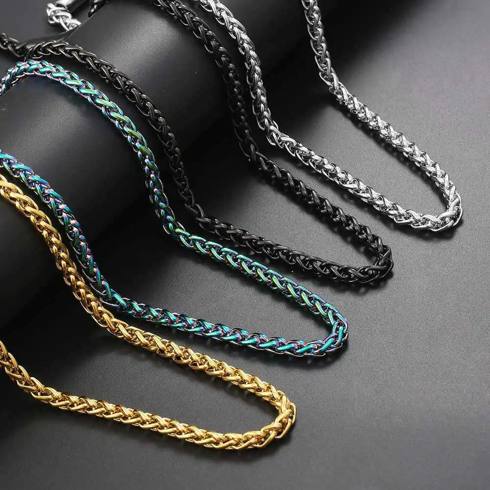 Spot Titanium Steel Keel Chain Necklace 304 Stainless Steel 18 K Gold Necklace Chopin Chain Custom Chain Size 2.5/3/4/5 Mm