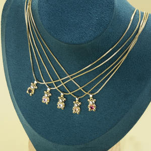 <span class=keywords><strong>Collar</strong></span> con Colgante de Osito de Peluche Español Mini, de Circonita Cúbica y Oro de 14K, Colorido y Económico, Cadena de Piedras Preciosas, al por Mayor, No se Deslustra - Product Image 6