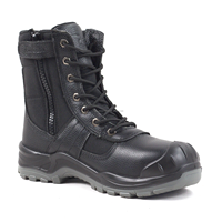 Bottes de sécurité montantes à embout d'acier en cuir litchi noir antidérapantes unisexe pour le travail, la construction, l'usine, l'exploitation minière Printemps-Été