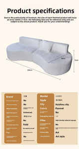 Sofá Seccional Curvo Moderno Tapizado en Tela, Sofá Modular de Esquina con Respaldo Acolchado Blanco para Sala de Estar o Villa - Product Image 6