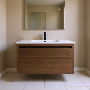 Bathroom Vanity Unit 36 Inch California Walnut Imitative Oak Gel Sink Modern Contemporary Floor Standing - Product Image 2