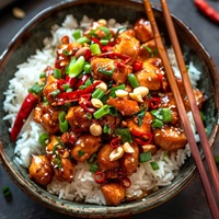 Poulet Kung Pao précuit de qualité supérieure, prêt à cuisiner, surgelé rapidement, repas chinois préparé, vente en gros, OEM, ODM, fournisseur d'usine