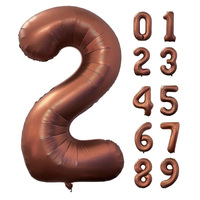 Ballons en Mylar Chiffres 0-9 Marron Café Rétro pour Fête Bohème, Baby Shower, Anniversaire Enfant, Fournitures d'Anniversaire