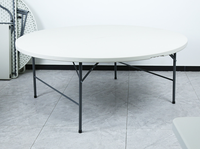 Table de repas d'extérieur moderne pliable en plastique moulé par soufflage avec panneau en métal, pour cour, hôtel, camping, garantie 1 an