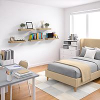 Lot de 3 étagères murales en bois massif naturel, support mural invisible en métal noir pour la décoration et le rangement de la chambre à coucher et du salon