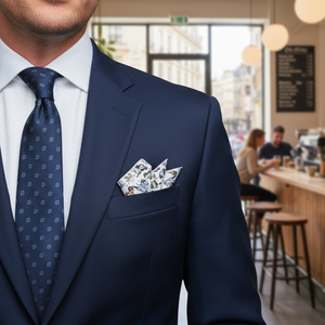Pocket Square for Men with Colorful Vespa Engine Print on White Adult - Product Image 3