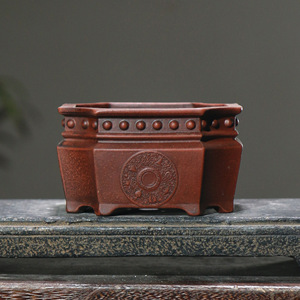 <span class=keywords><strong>Pot</strong></span> à bonsaï <span class=keywords><strong>rectangulaire</strong></span> en argile violette de Yixing galvanisé, design classique, artisanal - Product Image 6