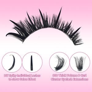 Spiky Fairy Cluster Wimpern Flauschige 80D 100D DIY Segmentierte Einzelwimpern Selbstklebende Wimpern-Kit Großhandel - Product Image 3