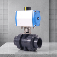 Vanne à boisseau sphérique électrique à double action 2 voies UPVC 15mm 20mm DN50 avec raccord union et retour à ressort, marque H Jiangsu