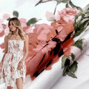 Weiche Qualität benutzer definierte große Blumen druck 95% Rayon 5% Spandex Strick Viskose Single Jersey Stoff für Mädchen Kleid