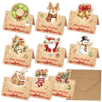Ensemble de cartes de vœux de Noël découpées et pliables avec enveloppes, cartes de vœux de Noël avec Père Noël, bonhomme de neige, arbre de Noël pour cadeau de fête