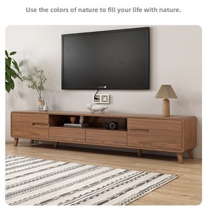 Mobile TV Moderno in <span class=keywords><strong>Legno</strong></span> Massello, Tavolino Basso in <span class=keywords><strong>Legno</strong></span> per <span class=keywords><strong>Soggiorno</strong></span>, Colore Noce, Arredamento per <span class=keywords><strong>Soggiorno</strong></span> - Product Image 5