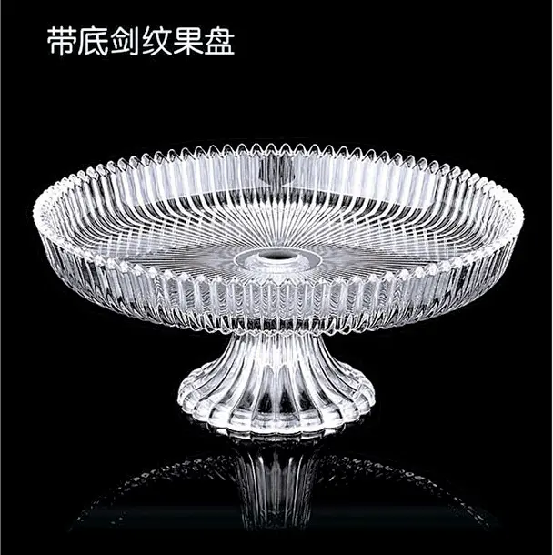 Customized Lines crystal dry Dried square Plastic Party Food Round transparent acrylic dishes Fruit tray with base