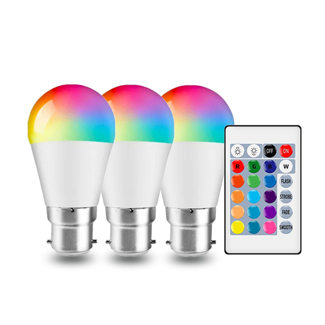 Remote Control RGBW G45 B22 Led Smart Bulb AC85-265V 6W 24 Key Dimming Color Lights Suitable for Party Bars