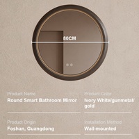 Miroir intelligent circulaire de luxe moderne et écologique à cadre large, personnalisation OEM ODM, logo, emballage, miroir LED pour projets hôteliers