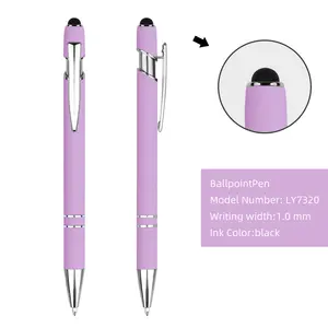 BKS Promotional luxury gift rubber coated Ballpoint soft touch stylus metal pen with custom logo