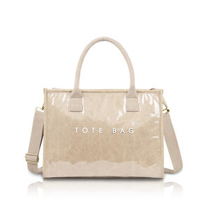 PVC Kraft Paper Texture Women's <b>Medium</b> Zipper Closure Large Capacity Tote Crossbody Commuting <b>Handbag</b> Polyester Lining Support - Product Image 6