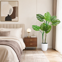 Plante artificielle réaliste Monstera Deliciosa avec pot blanc, décoration artificielle réaliste à feuilles fendues pour l'intérieur du salon