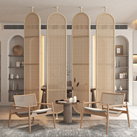 Paravent pliant en bois et rotin pour salon, chambre, hôtel, restaurant, entrée, porche, style nordique, 2 ou 4 volets